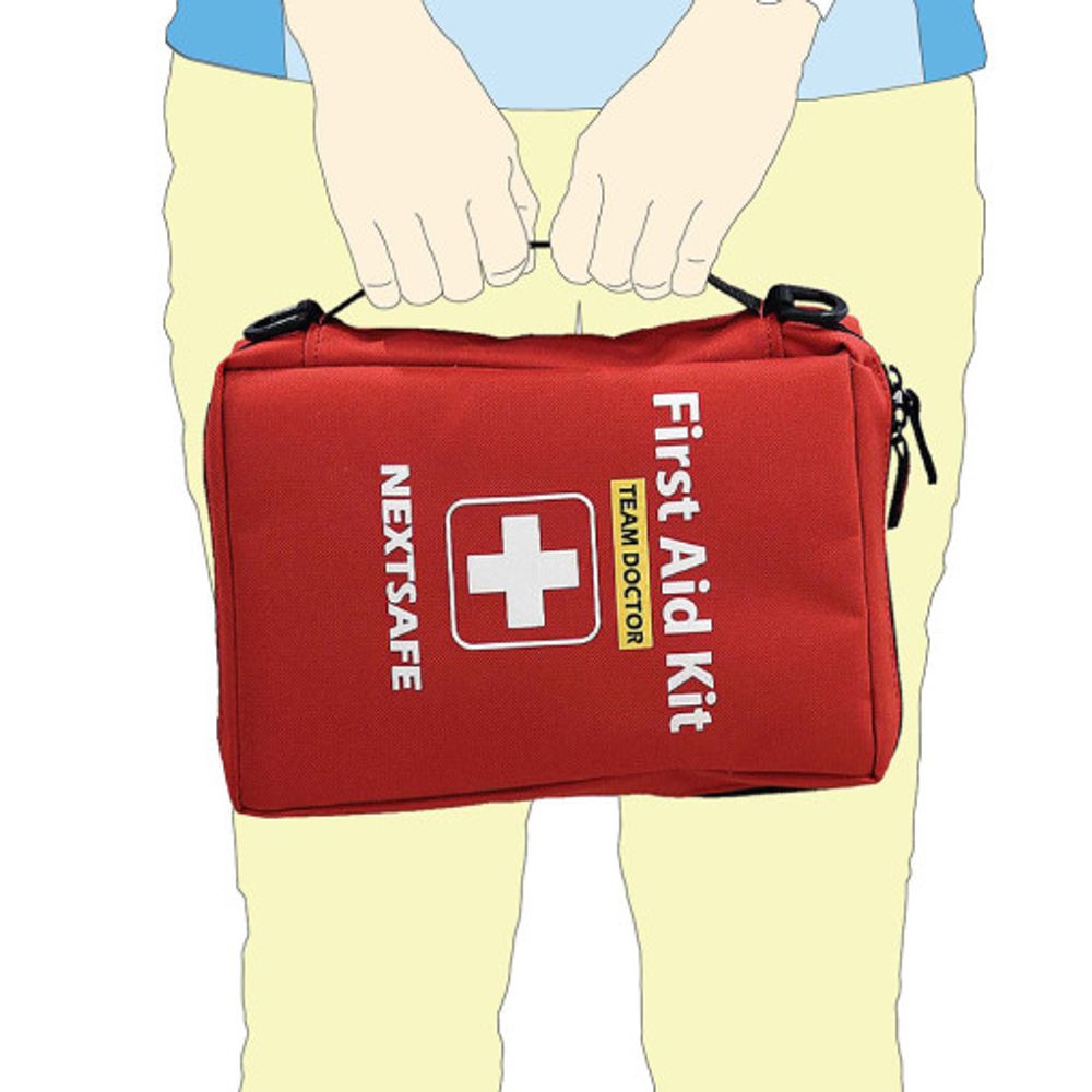 [NEXTSAFE] Team Doctor First Aid Kit Red-Portable Medical Kit for Emergency, Home, Office, Car, Travel, Outdoor, Camping, Hiking-Made in Korea